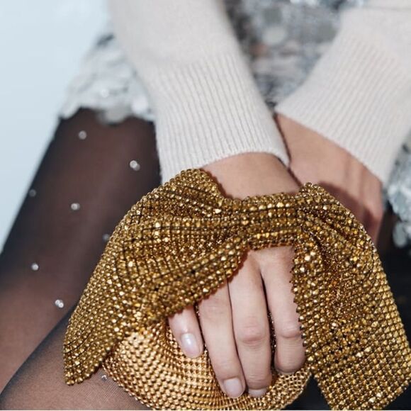 ZARA MINI BOW GOLDEN BAG - Picture 3 of 10